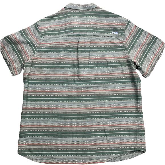 Mountain Khakis Shirt Men XL Green AOP Print Button‎ Up Short Sleeve Pocket - Picture 2 of 16